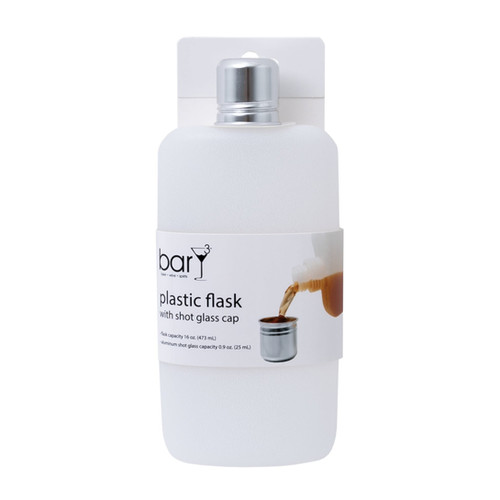 BARY3 Plastic Flask with Shot Glass CAP16OZ BAR-1029